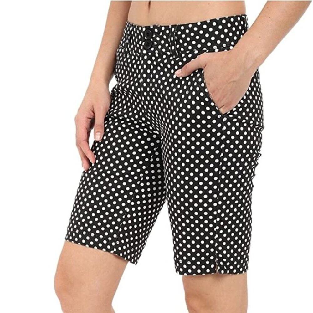 Kavu Phoebe Shorts Black Polka Dot Cotton Stretch Size 8